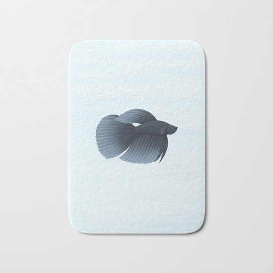betta splendens black veiltail male Bath Mat