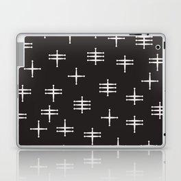 Seamless abstract mid century modern pattern - Raisin Black and Timberwolf Laptop Skin