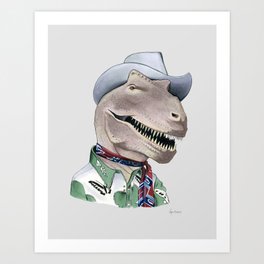 T-Rex Cowboy Portrait Art Print