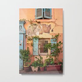 Rustic Wall in Marseille's Old Town Metal Print | Photo, Peeling Paint, French, France, Rustic, Color, Old, Vines, Coral, Marseille 