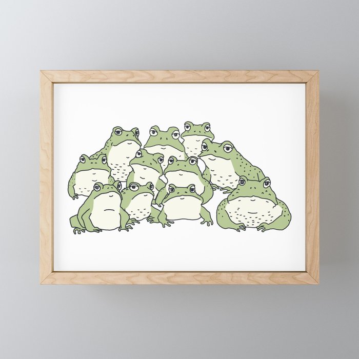Gazing Toads - Light Green Framed Mini Art Print