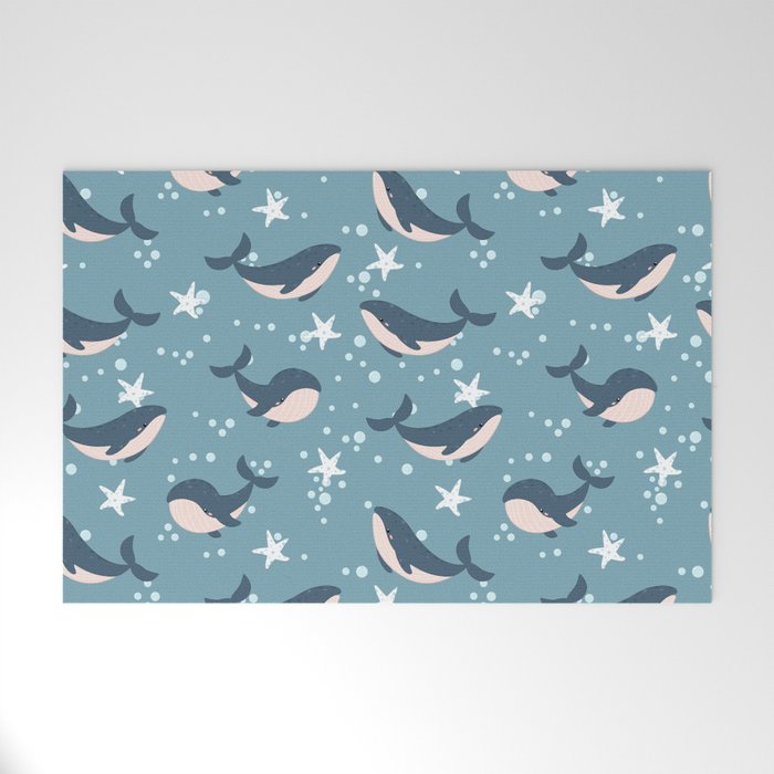 Maritim Nautic Ocean Sealife Shell Starfish Whale Welcome Mat