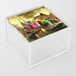 Medieval Town in a Fantasy Colorful World Acrylic Box