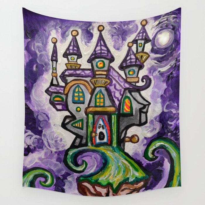 Halloween Haunted Night Castle Painting Wall Tapestry