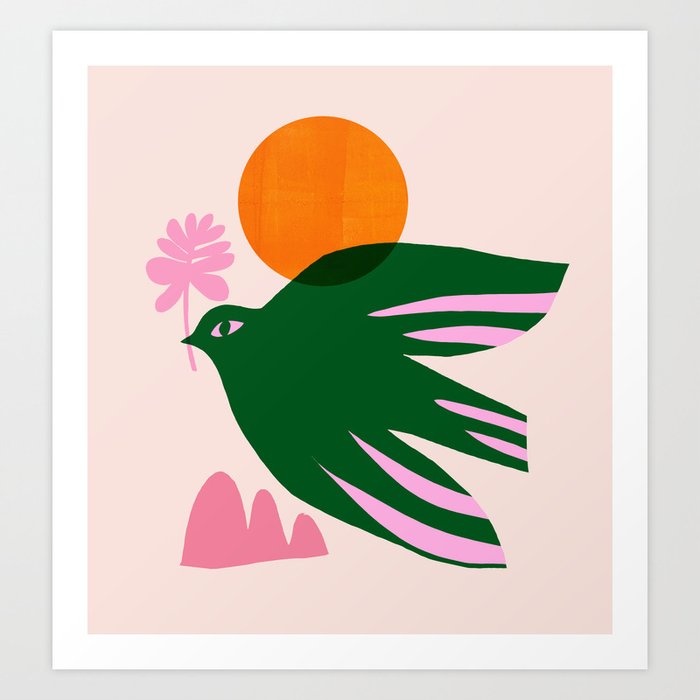 Abstraction_BIRD_SUN_Beautiful_Day_Minimalism_001 Art Print