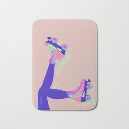 Roller Girl Skates Up - Pink Bath Mat | Graphicdesign, Legs, Skates, Bright, Pattern, Pink, Rollergirl, Blue, Rollerderby, Colourful 