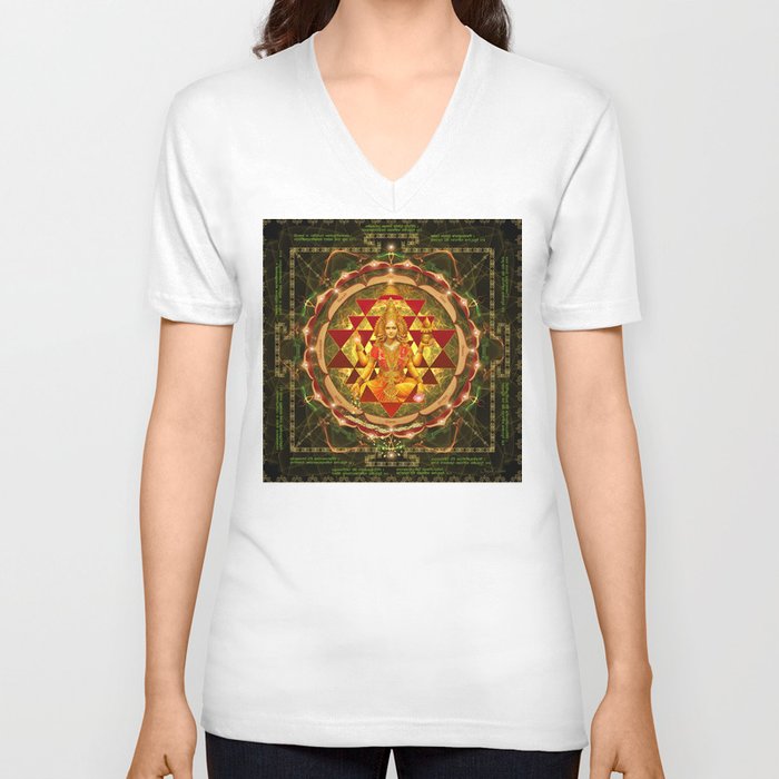 Shri Yantra- Maha Lakshmi Ashtakam- Abundance V Neck T Shirt