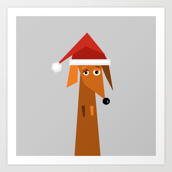 Dachshund Ready For Christmas Art Print