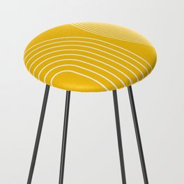 Geometric Lines in Mustard Yellow 3 (Rainbow abstract) Counter Stool