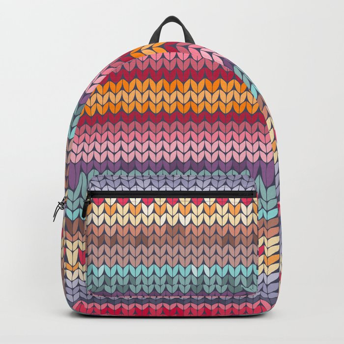 Multi color Knitting Pattern Backpack by SEAFOAM12