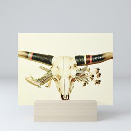 Floral Conscience Cow Skull Mini Art Print