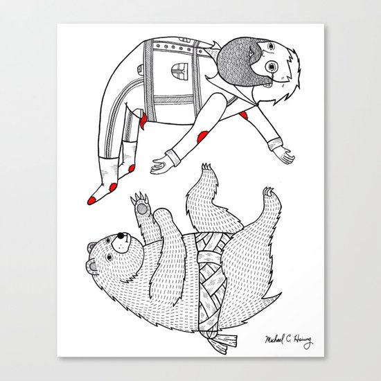 On the bear's uncontrollable urge to toss his master in the air Canvas Print
