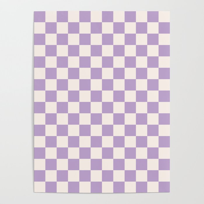 Check Checkered Purple Lilac Lavender Checkerboard Geometric Square Grid Pattern Boho Modern Minimal Poster