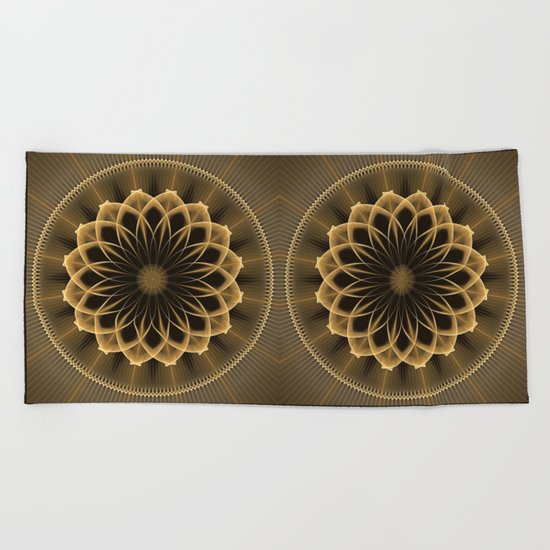 Trendy graphic flower mandala Beach Towel