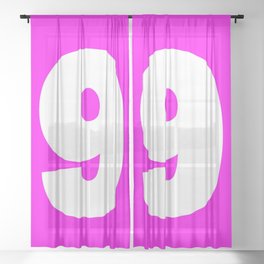 9 (White & Magenta Number) Sheer Curtain