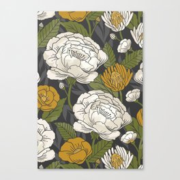 Spring Garden - Gray + Gold Canvas Print