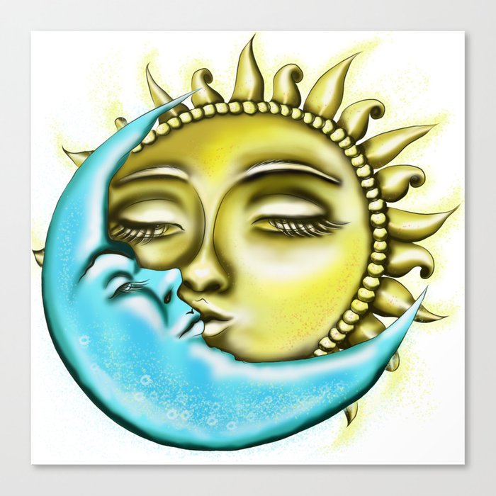 Moon and Sun. Love. Anime Valentine Canvas Print