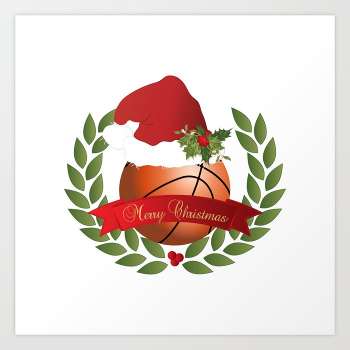 Christmas Basketball Art Print