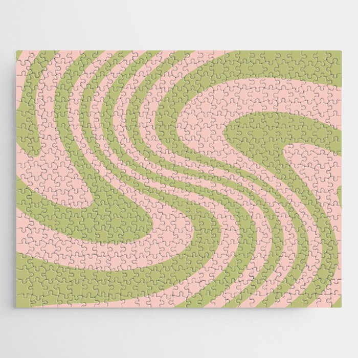 Green & Pink Wave Jigsaw Puzzle