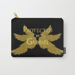 Protected by Gabriel Carry-All Pouch | Angel, Typography, Gabriel, Graphicdesign, Archangelgabriel, Angelwings, Saintgabriel, Guardianangel, Digital, Archangel 