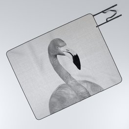 Flamingo 2 - Black & White Picnic Blanket