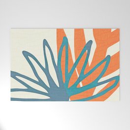 Mid Century Nature Print / Teal and Orange Welcome Mat