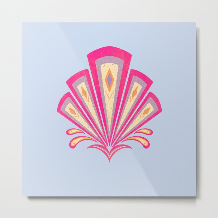 Pink Art Deco geometric motif Metal Print