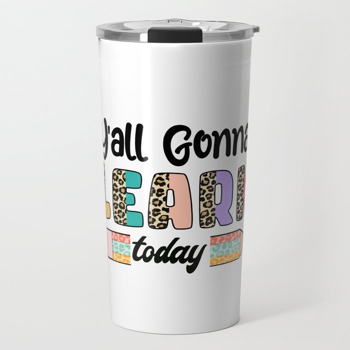 Colorful Teacher learning quote leopard Travel Mug