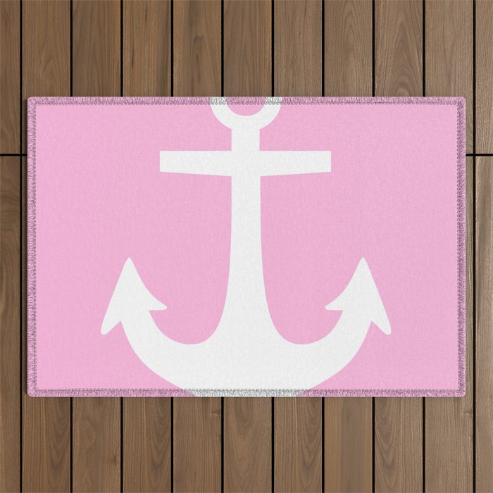 Anchor (White & Pink) Outdoor Rug