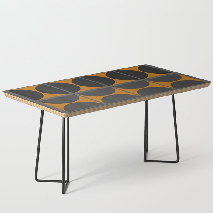 Black and Gray Gradient with Gold Squares and Half Circles Digital Illustration - Artwork Coffee Table