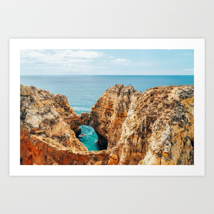Ocean Landscape, Rocks And Cliffs, Lagos Bay Coast, Algarve Portugal,Wall Art, Poster Decor Art Print