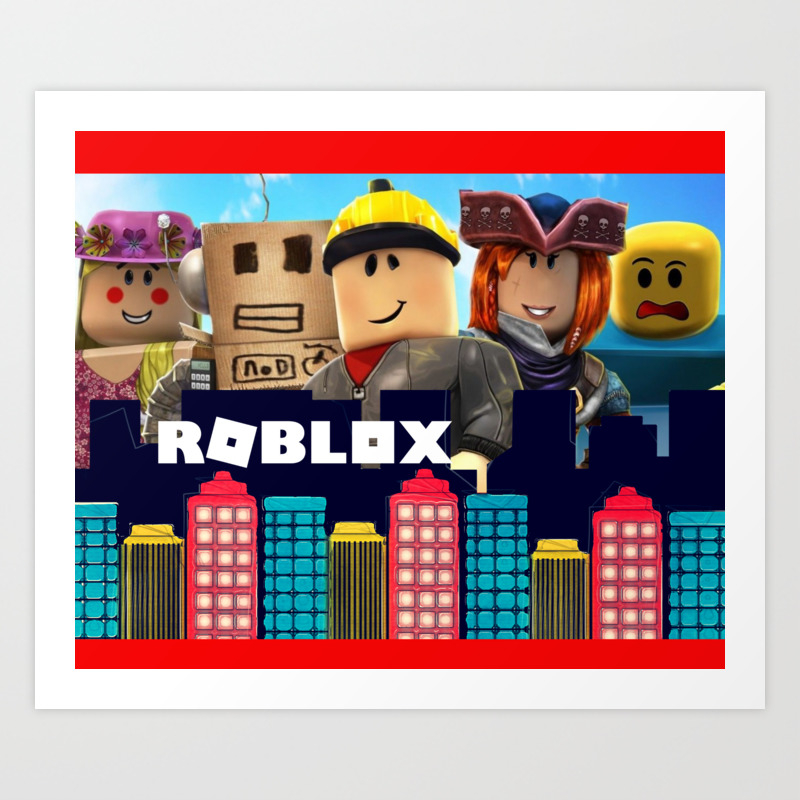 roblox friends in the block art print by mrs cotte society6