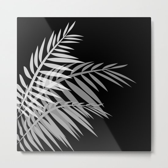 Palm leaves , black Metal Print