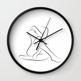 Female Nude Line Drawing - Lady Clara Wall Clock | Drawing, Lineart, Sexysilhouette, Blackandwhite, Linedrawing, Femalenude, Modernminimalist, Nakedwoman, Bodyoutline 