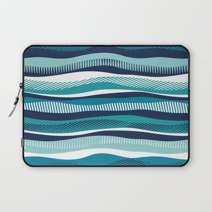 Float in // mint teal peacock and midnight blue waves Laptop Sleeve