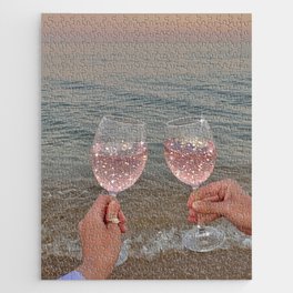 Wine Glass Glitter Sunset Drinks  Jigsaw Puzzle