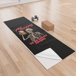 Cheers to My Crappy Future - Beer Skull Funny Evil Gift Yoga Towel