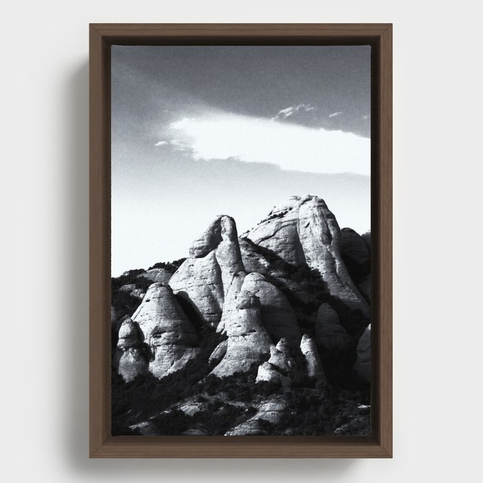 A B&W photo of unique rock  Framed Canvas