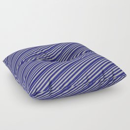 [ Thumbnail: Dark Grey & Midnight Blue Colored Lined/Striped Pattern Floor Pillow ]