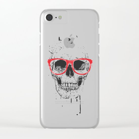 Skull with red glasses Clear iPhone Case