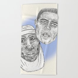 Opposites Attract Blue/Beige Beach Towel