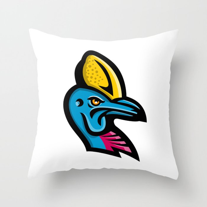 Cassowary Head Mascot Throw Pillow