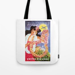 1955 HAWAII Airline Travel Poster Tote Bag