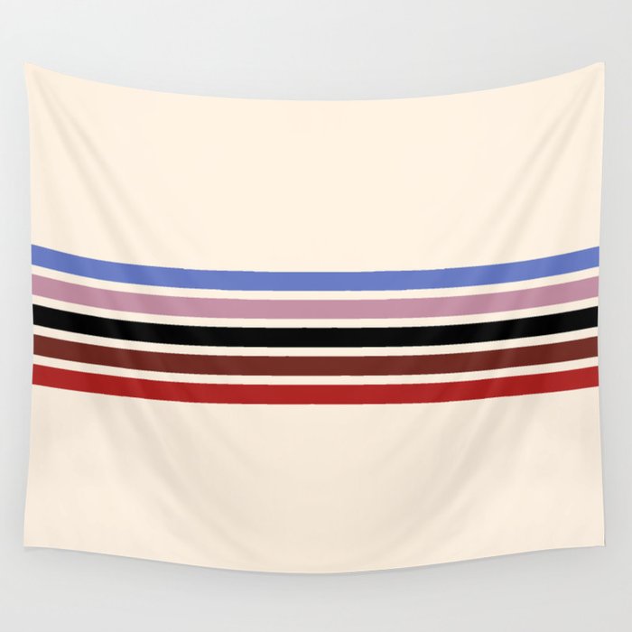 Colorful Retro Stripes Beige II Wall Tapestry