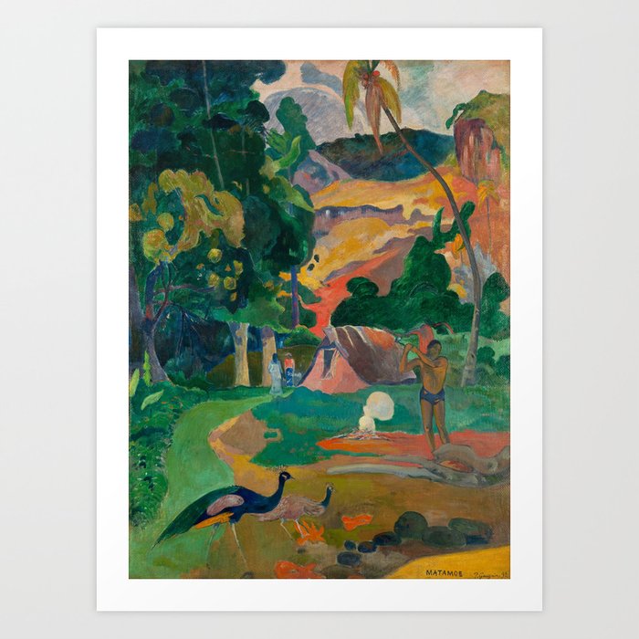 Paul Gauguin - Matamoe (Death) - Landscape with Peacocks (1892) Art Print
