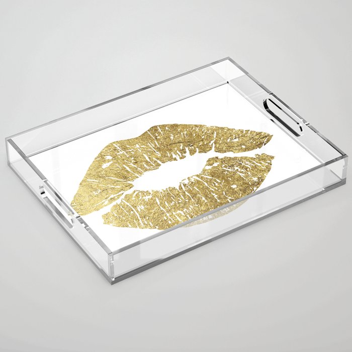 Gold Lips, Vanity Decor Acrylic Tray