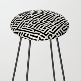 Organic Black White Maze Counter Stool