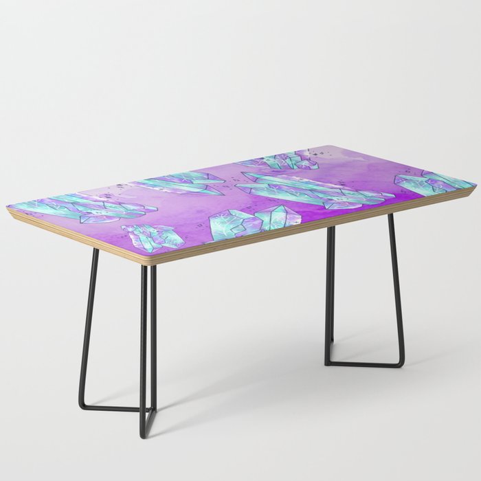 Purple and Blue Watercolor Crystals Coffee Table