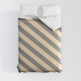 [ Thumbnail: Grey & Tan Colored Lines Pattern Comforter ]