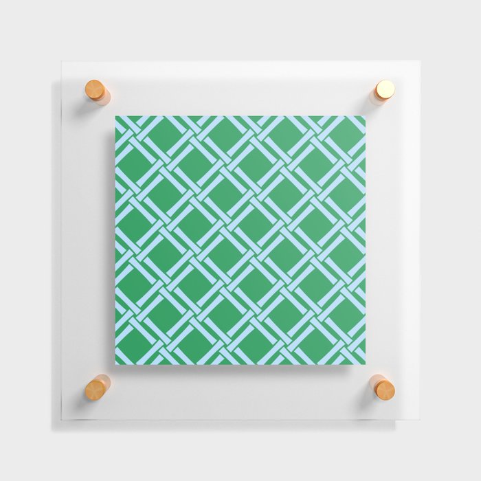Classic Bamboo Trellis Pattern 222 Blue and Green Floating Acrylic Print